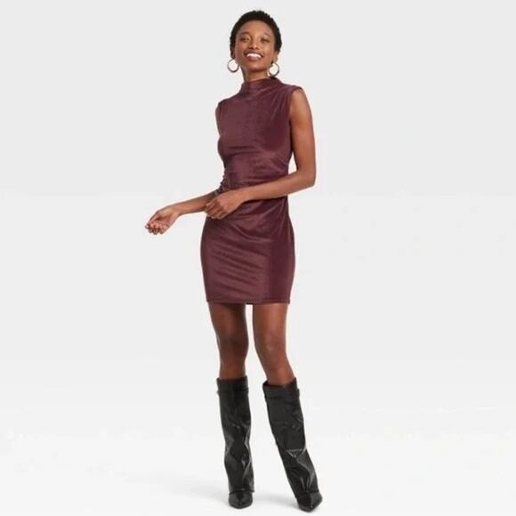 NEW! A New Day Velour Side Ruched Drapery Bodycon Dress - Picture 1 of 3